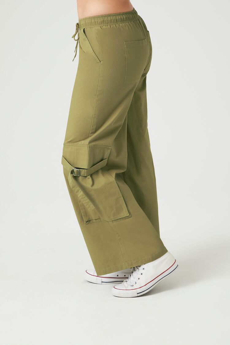  Forever 21 Twill High-Rise Utility Pants - tan - Bonton