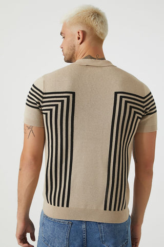 Geo Sweater-Knit Polo Shirt