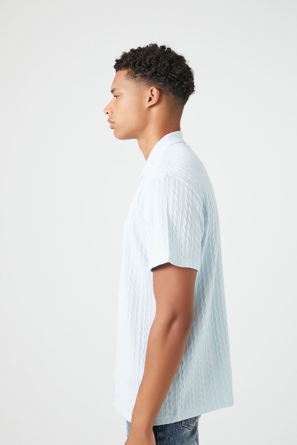  Forever 21 Textured Short-Sleeve Polo Shirt - black - Bonton