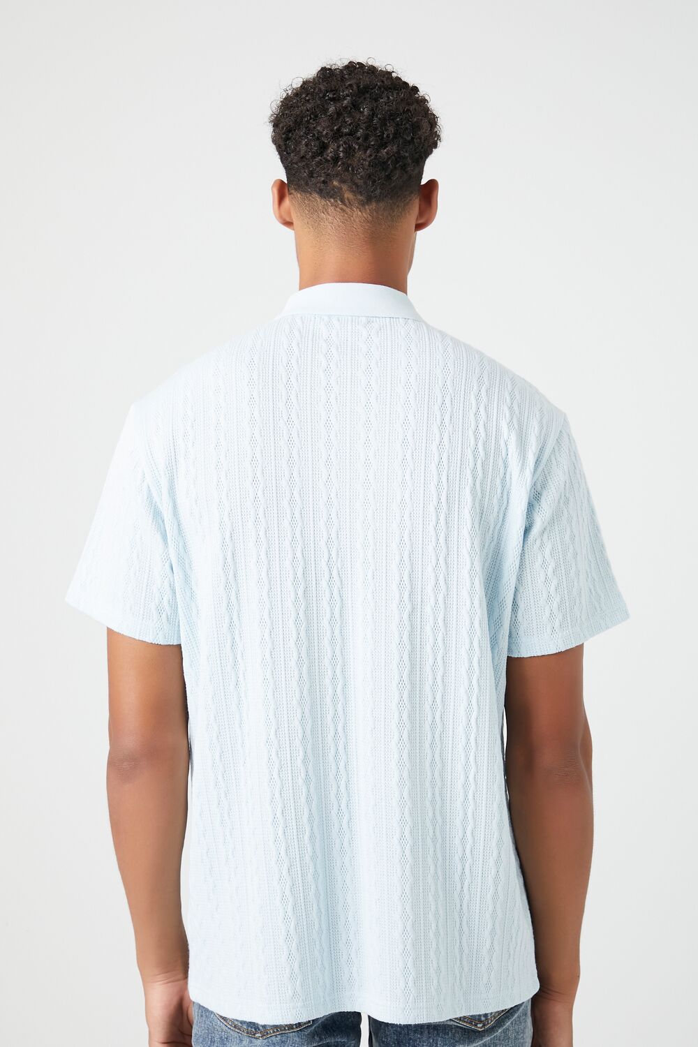  Forever 21 Textured Short-Sleeve Polo Shirt - black - Bonton