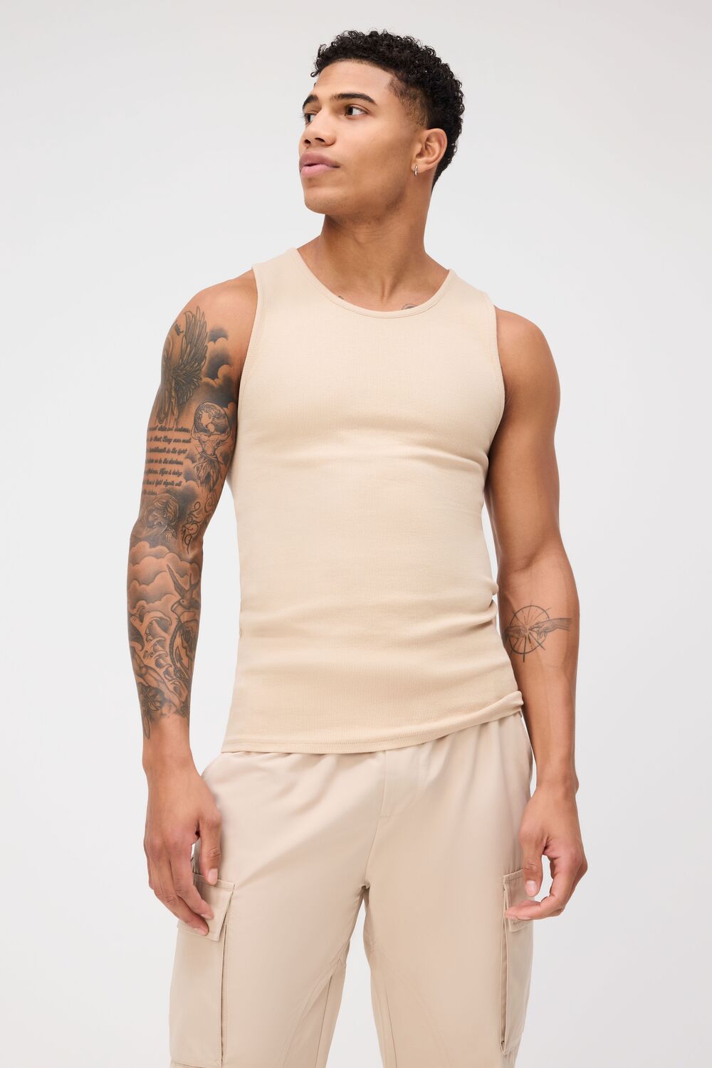  Forever 21 Scoop Neck Ribbed Tank Top - taupe - Bonton