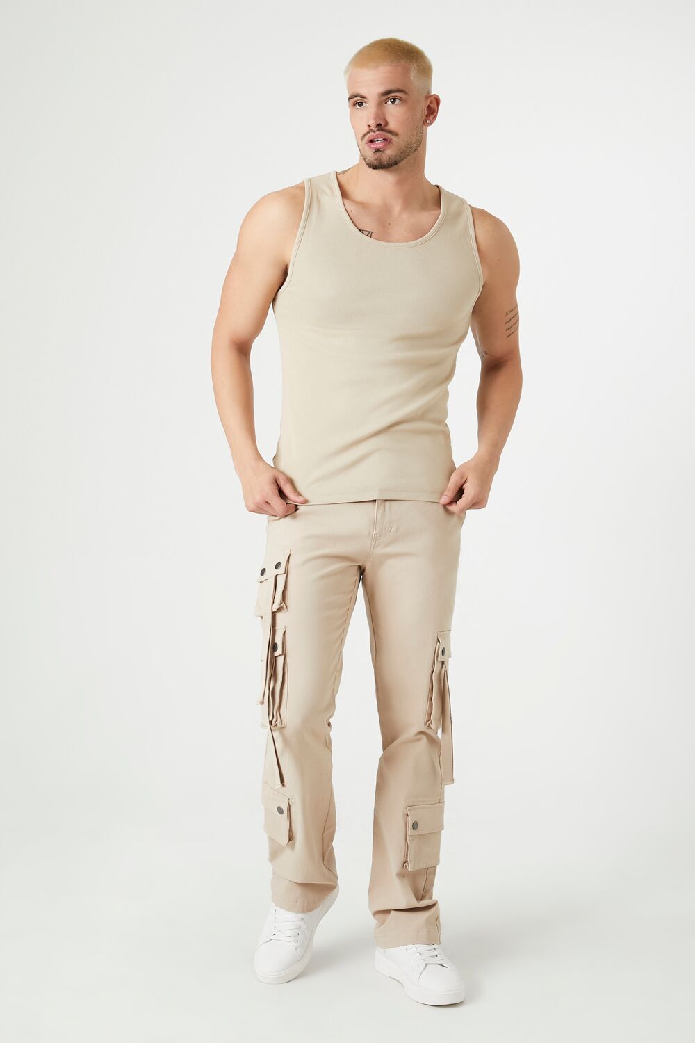  Forever 21 Scoop Neck Ribbed Tank Top - taupe - Bonton