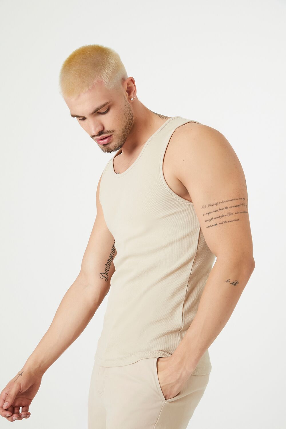  Forever 21 Scoop Neck Ribbed Tank Top - taupe - Bonton