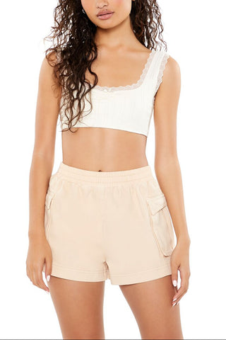 Twill High-Rise Cargo Shorts
