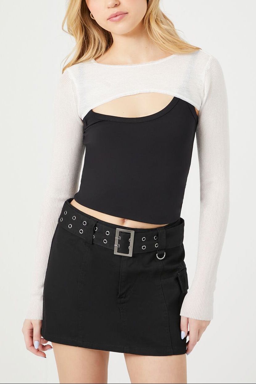  Forever 21 Super Cropped Sweater - white - Bonton