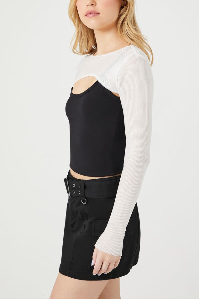  Forever 21 Super Cropped Sweater - white - Bonton