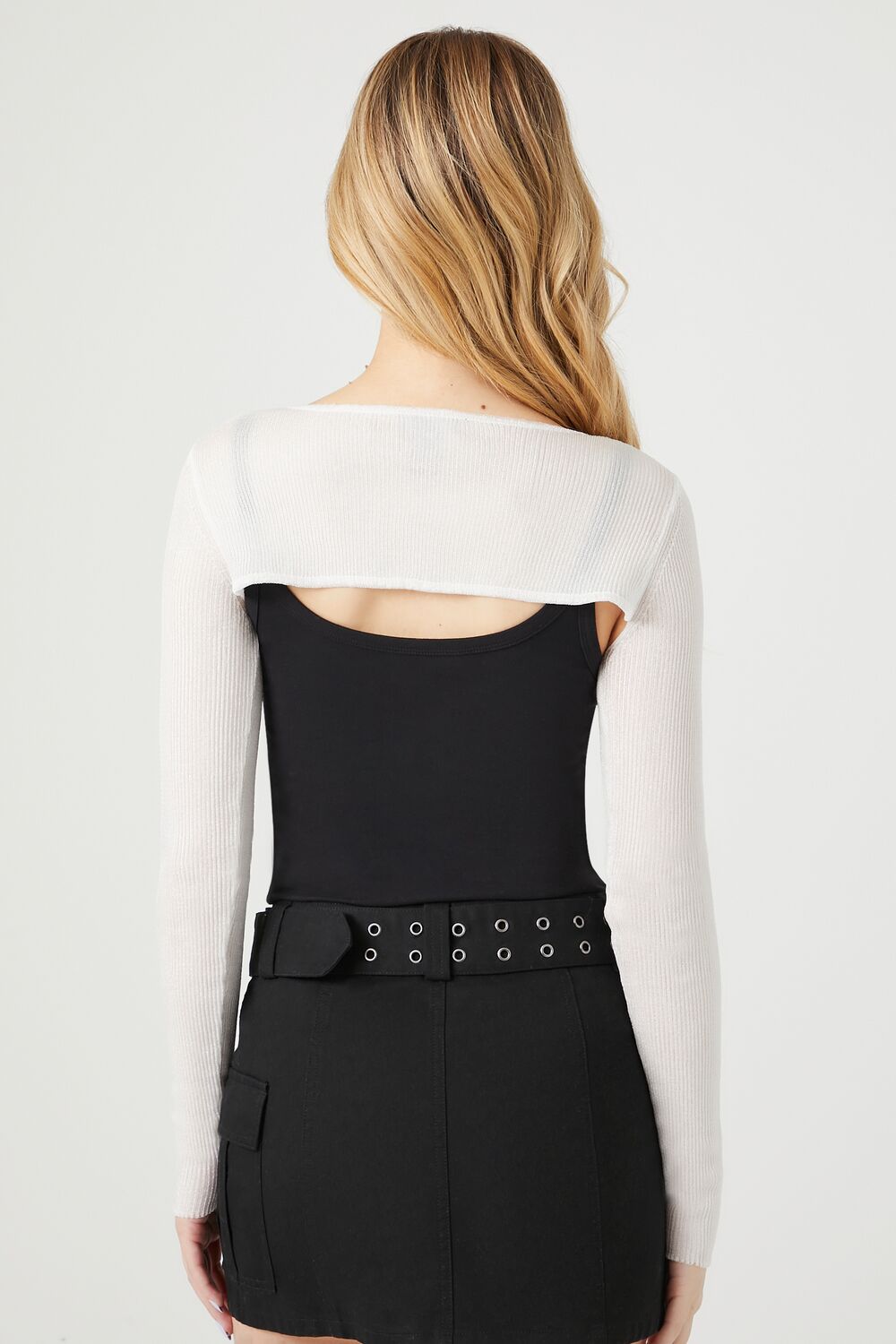  Forever 21 Super Cropped Sweater - white - Bonton