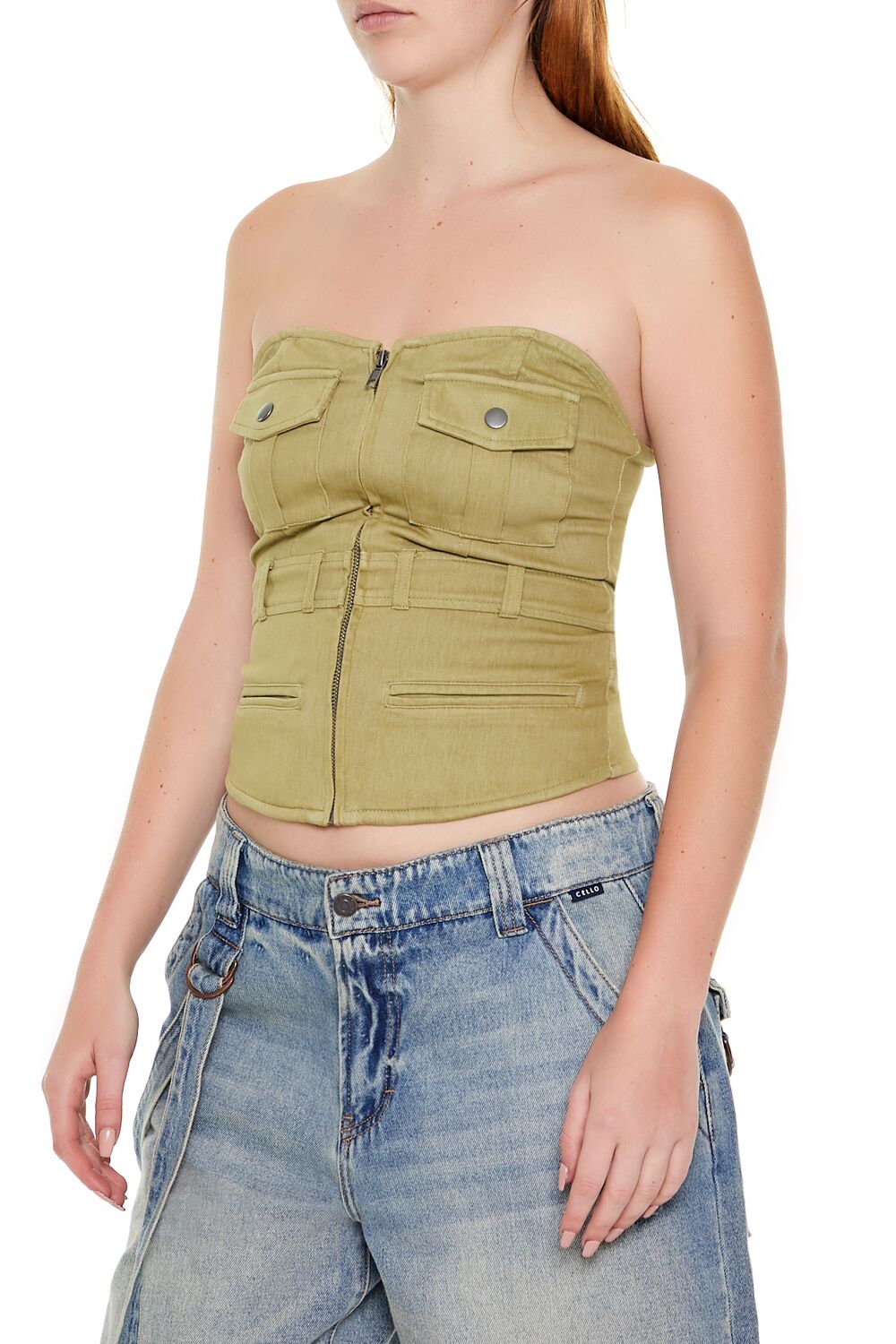  Forever 21 Sweetheart Tube Crop Top - cypress - Bonton