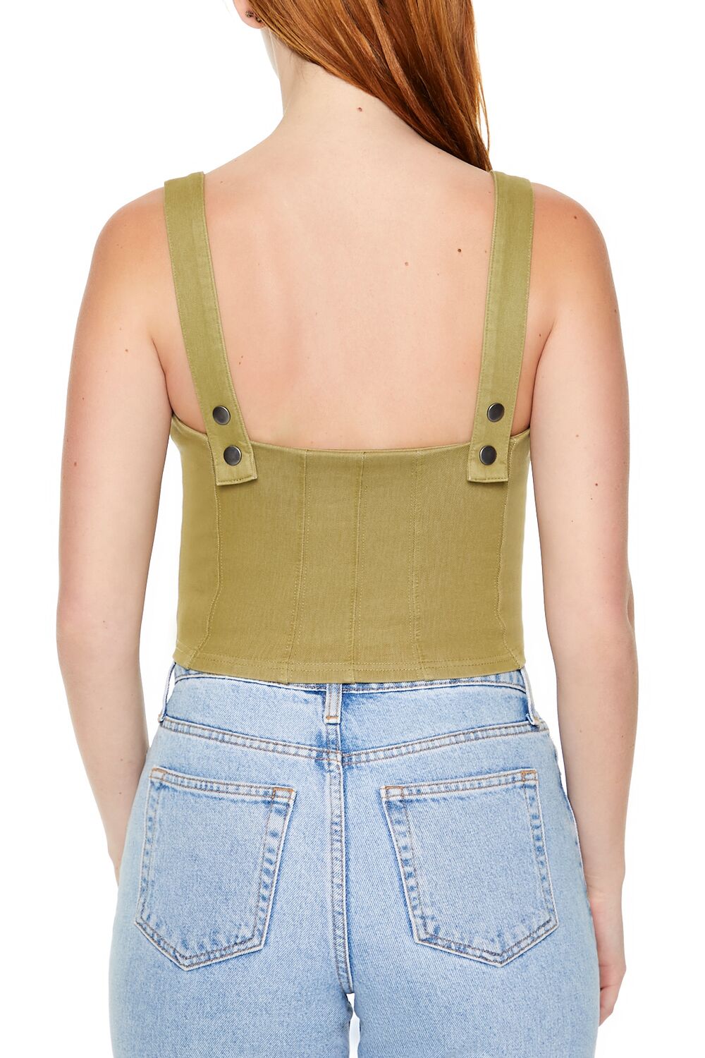  Forever 21 Denim Zip-Up Crop Top - cypress - Bonton