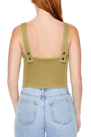 Denim Zip-Up Crop Top