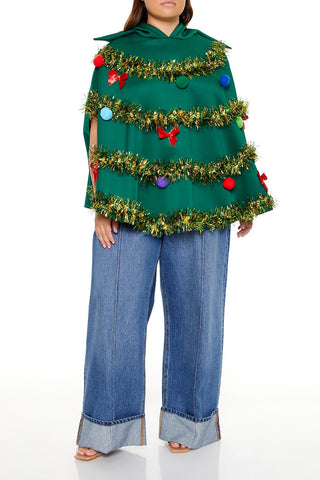 Plus Size Christmas Tree Poncho