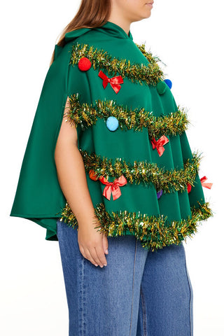 Plus Size Christmas Tree Poncho