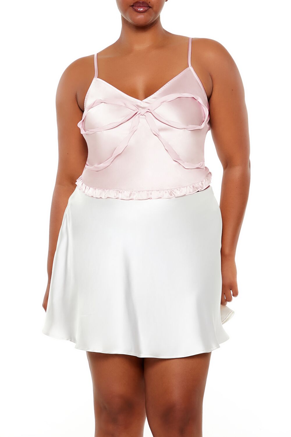  Forever 21 Plus Size Bow Cropped Cami - pink - Bonton
