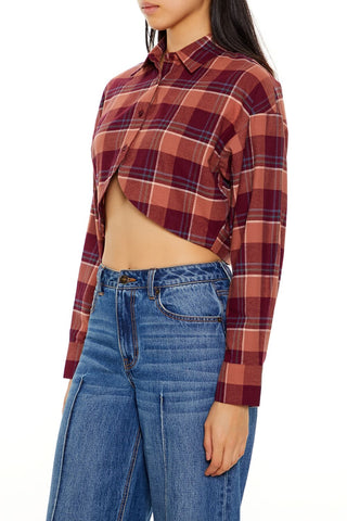 Plaid Flannel Cropped Shirt