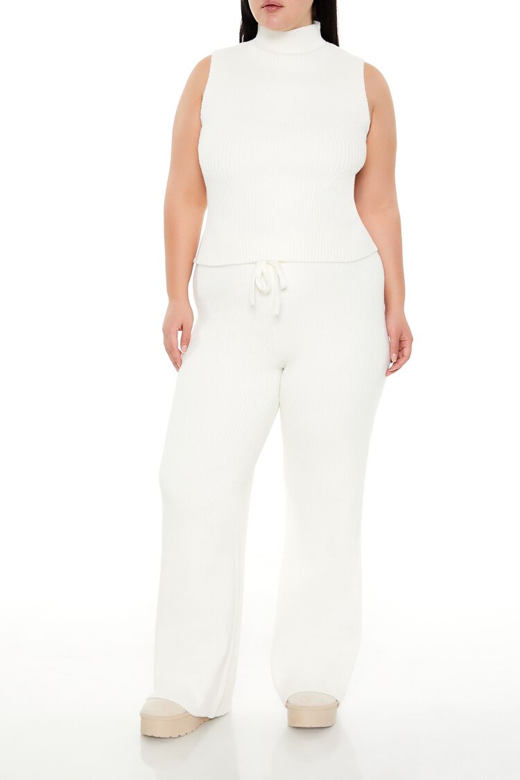 Forever 21 Plus Size Sweater-Knit Turtleneck Crop Top - egret - Bonton