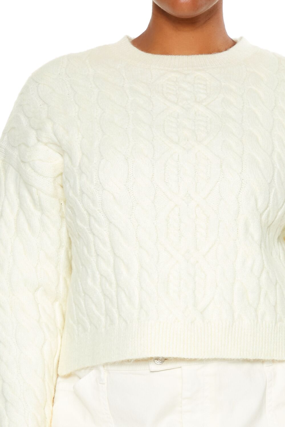  Forever 21 Plus Size Cable Knit Sweater - egret - Bonton