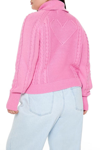Plus Size Heart Cutout Sweater