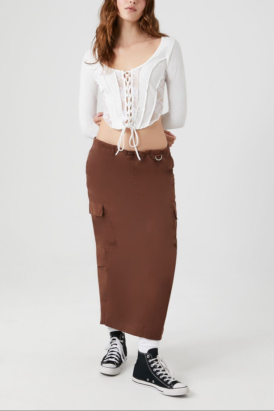  Forever 21 Cargo Maxi Skirt - stone - Bonton
