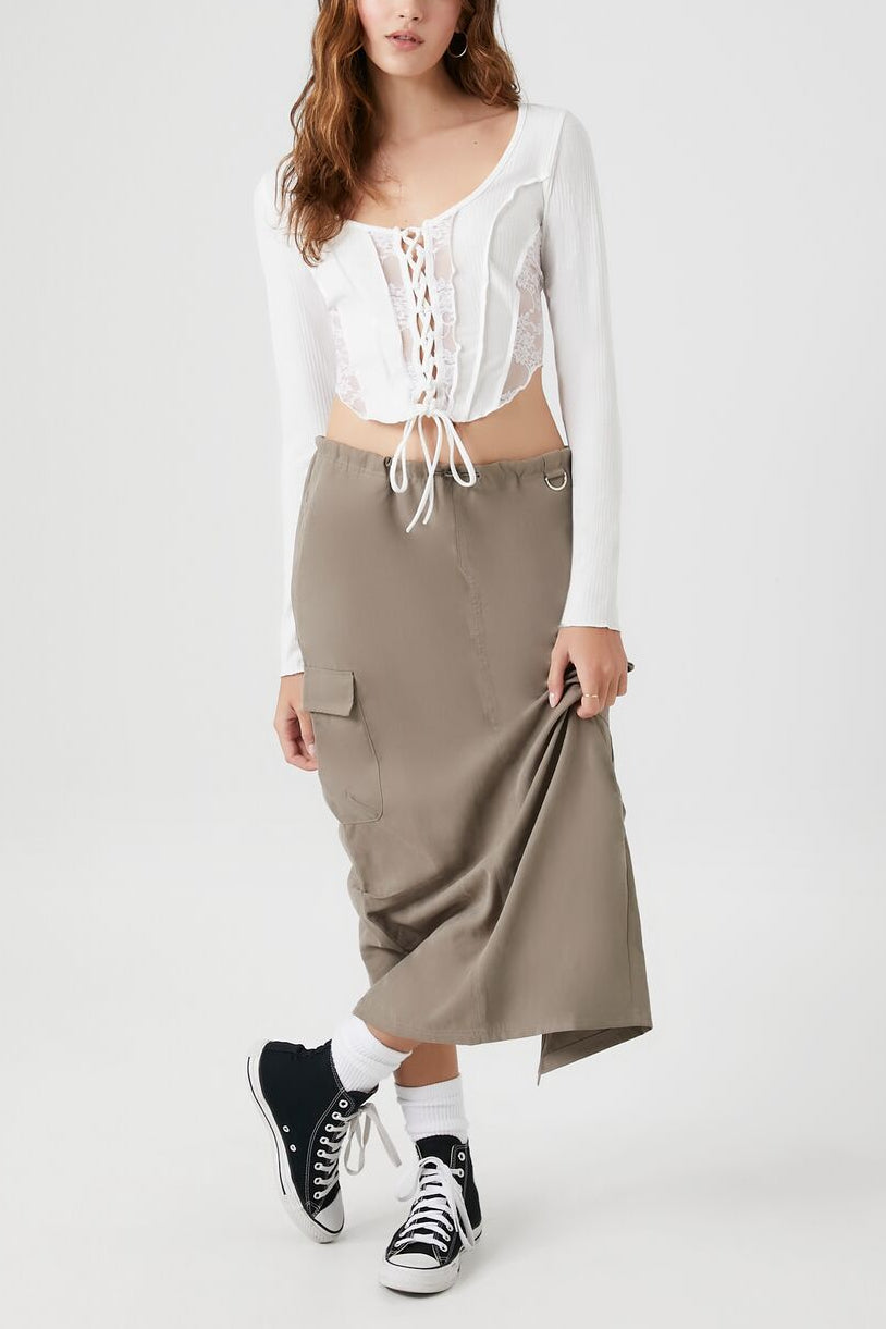  Forever 21 Cargo Maxi Skirt - stone - Bonton
