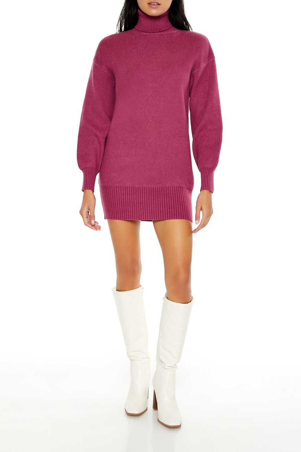  Forever 21 Turtleneck Mini Sweater Dress - violet-swatch - Bonton