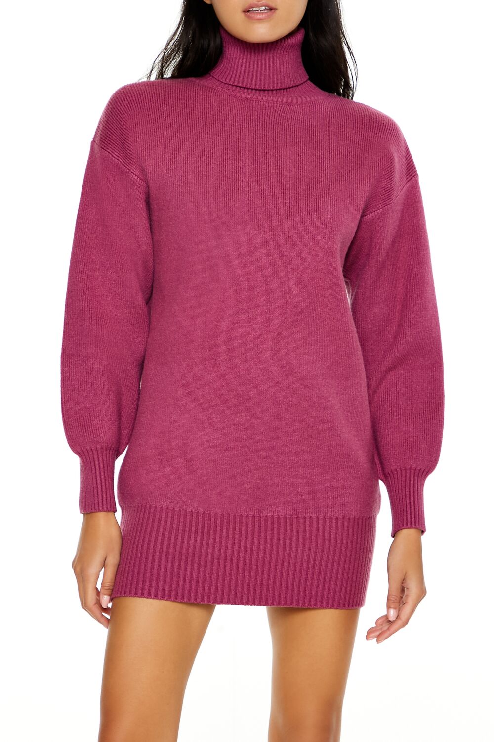 Forever 21 Turtleneck Mini Sweater Dress - violet-swatch - Bonton