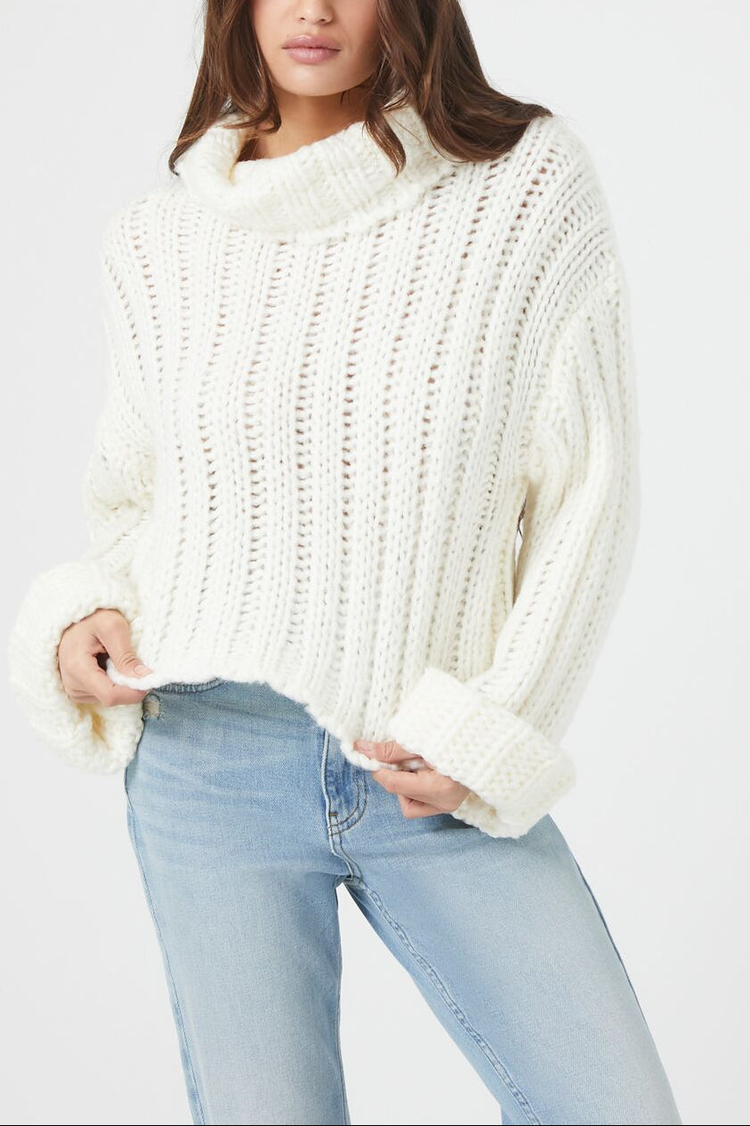  Forever 21 Turtleneck Cropped Sweater - vanilla - Bonton