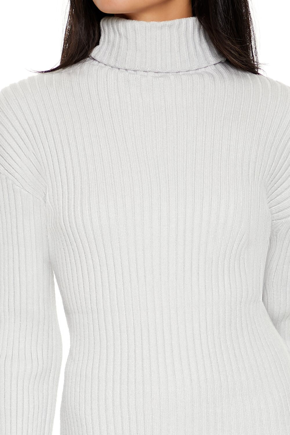  Forever 21 Turtleneck Mini Sweater Dress - light grey - Bonton