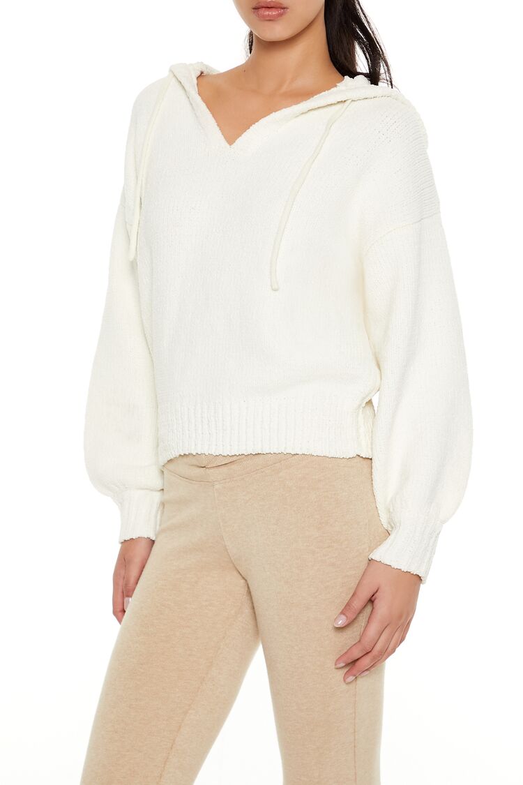  Forever 21 Hooded Drop-Sleeve Sweater - egret - Bonton