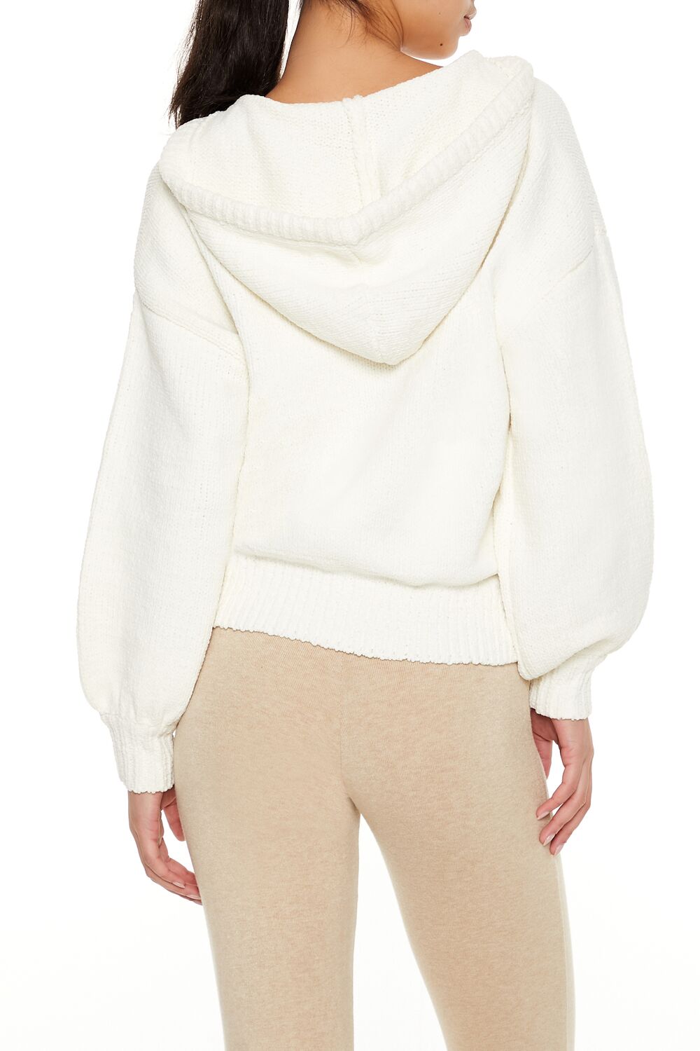  Forever 21 Hooded Drop-Sleeve Sweater - egret - Bonton