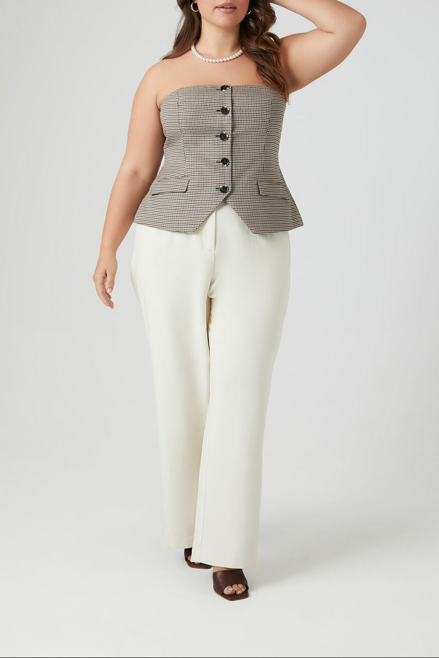  Forever 21 Plus Size High-Rise Straight Pants - white - Bonton