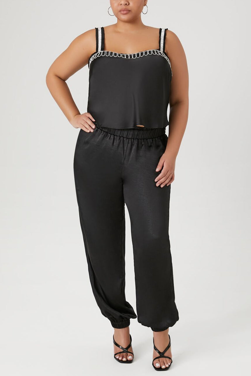  Forever 21 Plus Size Rhinestone-Trim Cami - black - Bonton