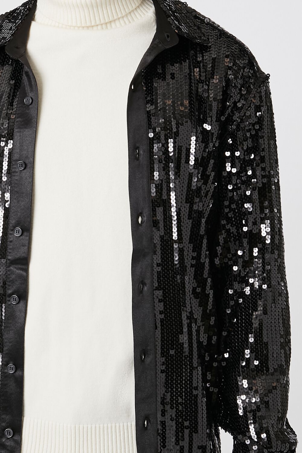  Forever 21 Sequin Drop-Sleeve Shirt - black - Bonton