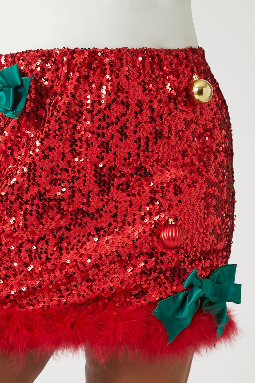  Forever 21 Plus Size Sequin Ornament Mini Skirt - red-multi - Bonton