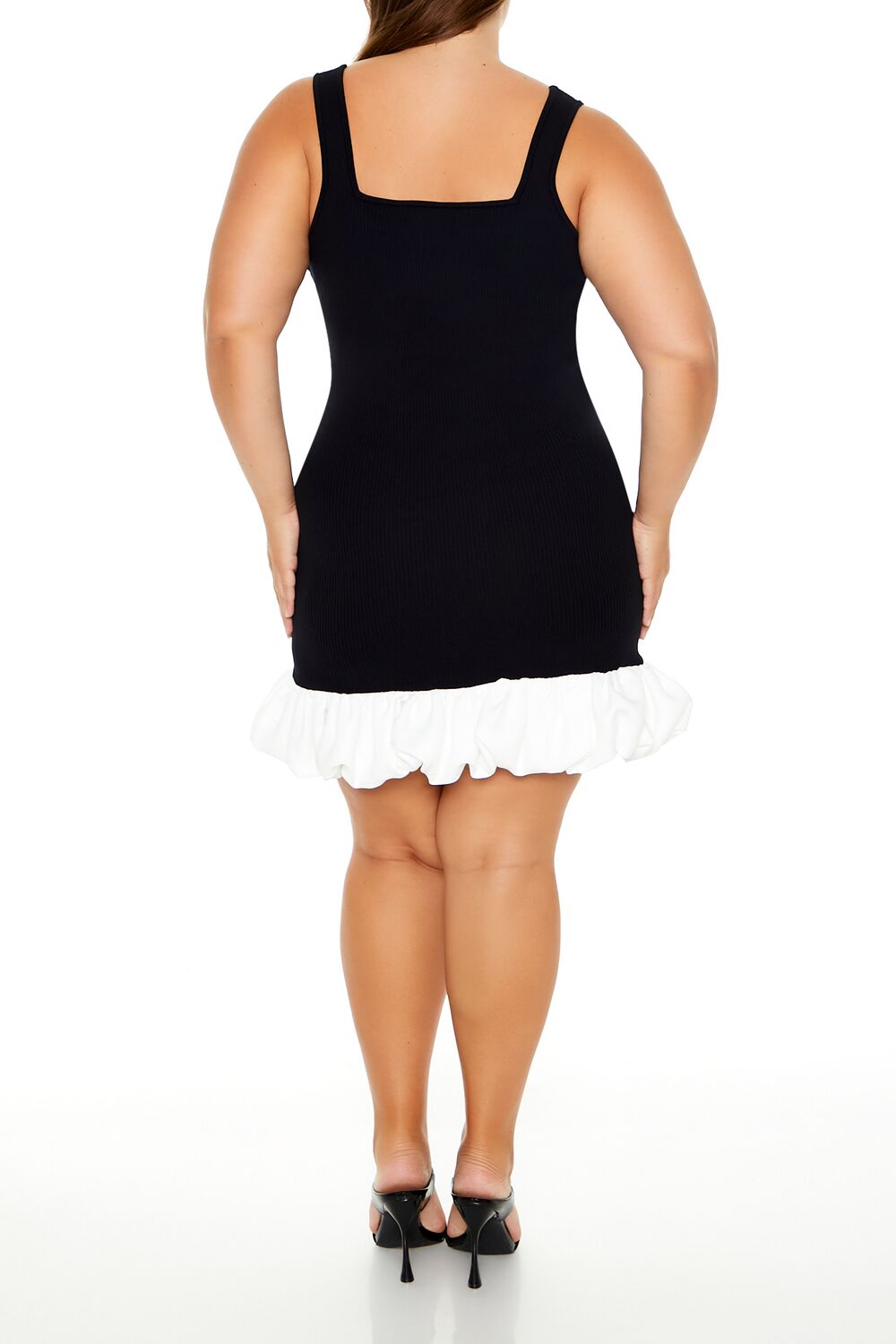  Forever 21 Plus Size Ruffle-Trim Sweater Dress - black-ivory - Bonton
