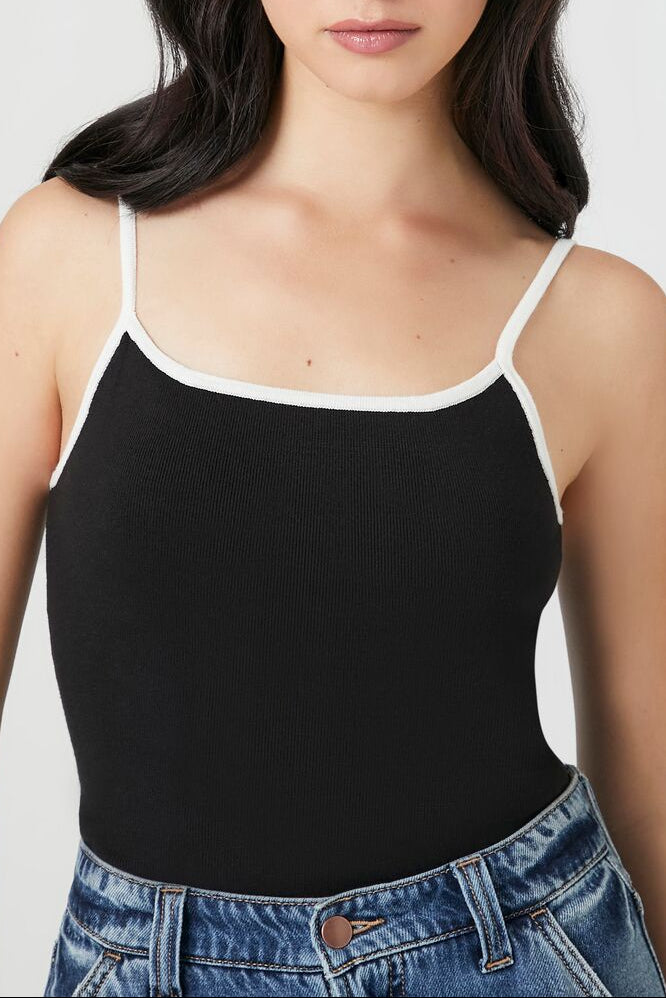  Forever 21 Sweater-Knit Cami Bodysuit - black vanilla - Bonton