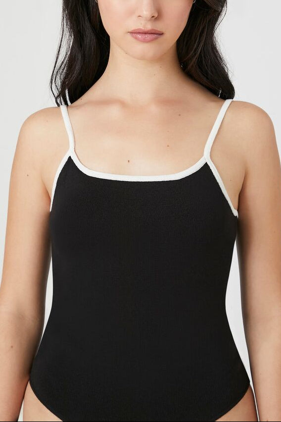  Forever 21 Sweater-Knit Cami Bodysuit - black vanilla - Bonton