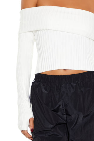 Sweater-Knit Off-the-Shoulder Top