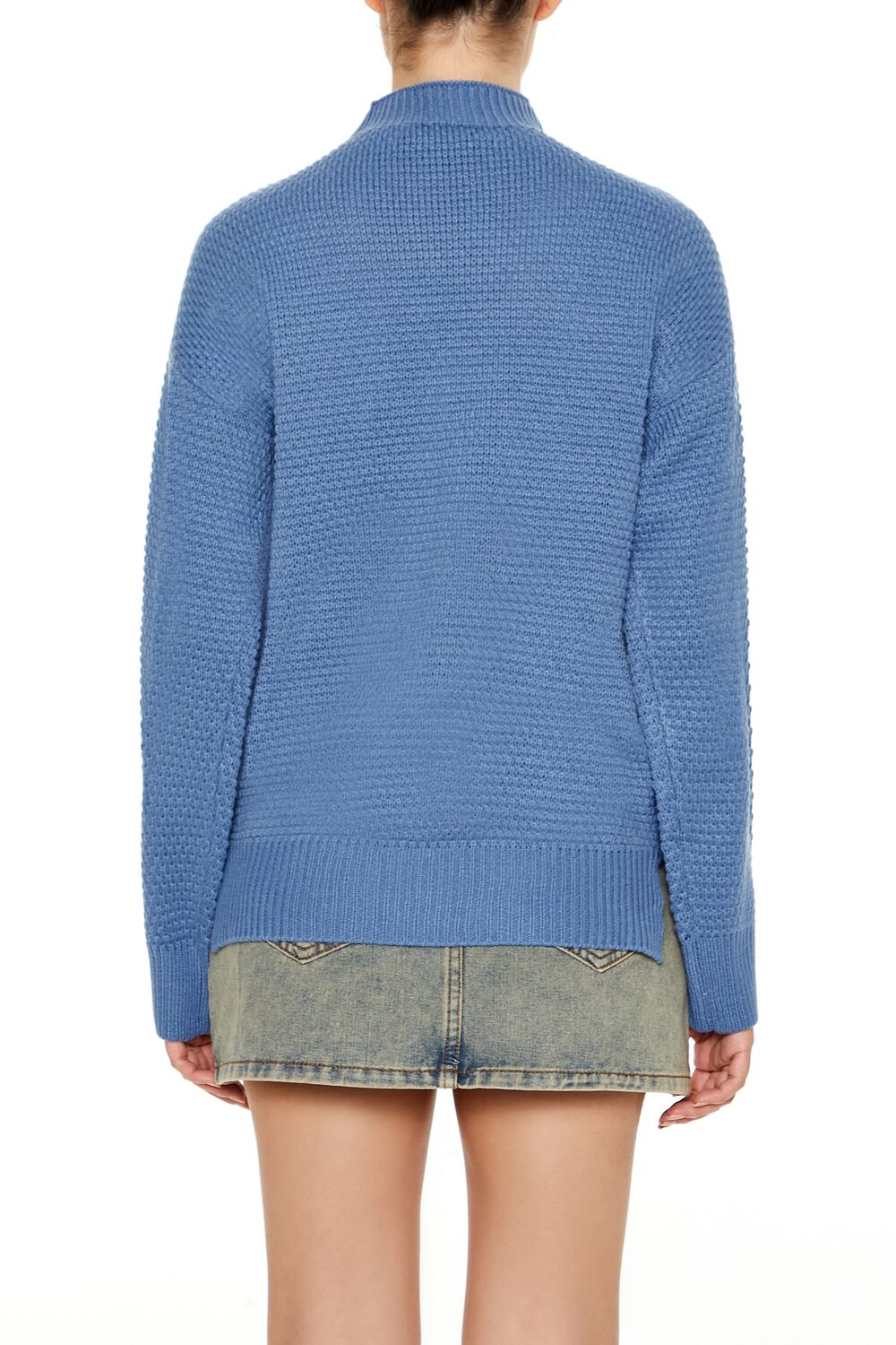  Forever 21 Textured Mock Neck Sweater - dusty blue - Bonton