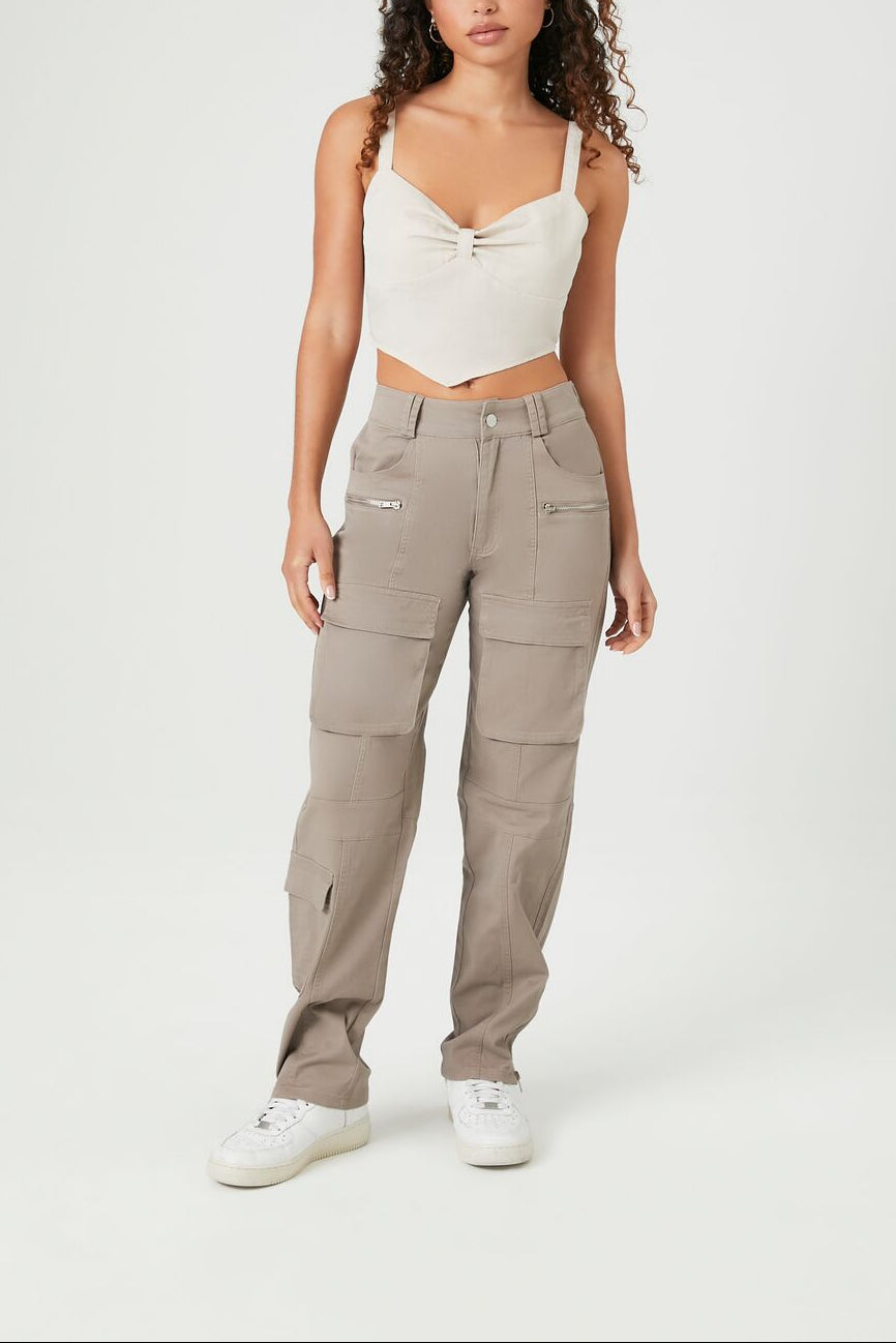  Forever 21 Sweetheart V-Hem Crop Top - cream - Bonton