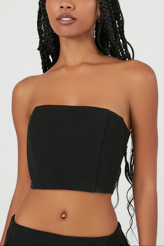 Cropped Lace-Up Tube Top