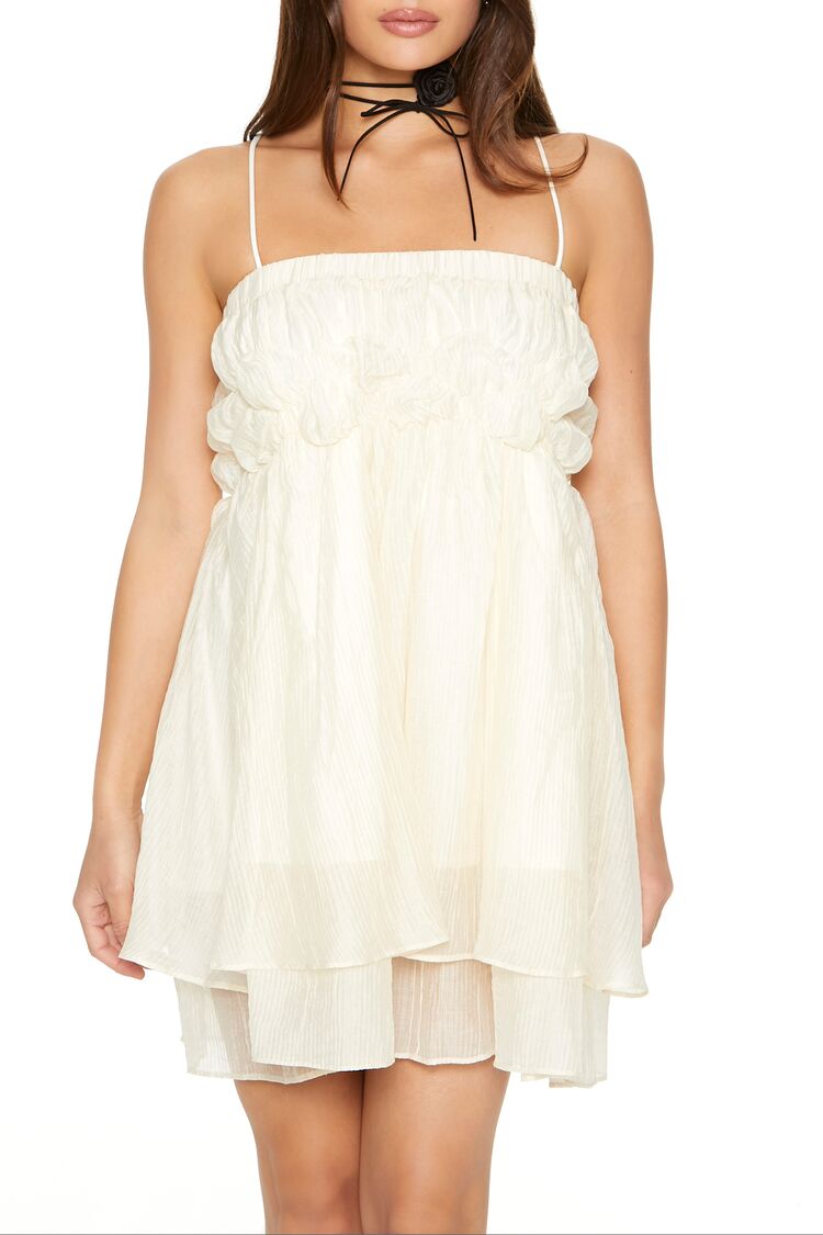  Forever 21 Layered Babydoll Mini Dress - vanilla - Bonton