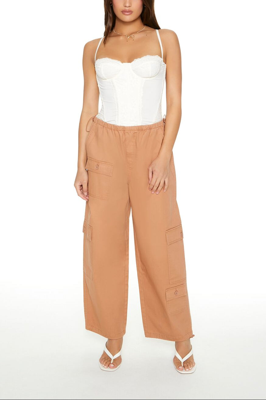  Forever 21 Twill Toggle Drawstring Cargo Pants - yellow - Bonton