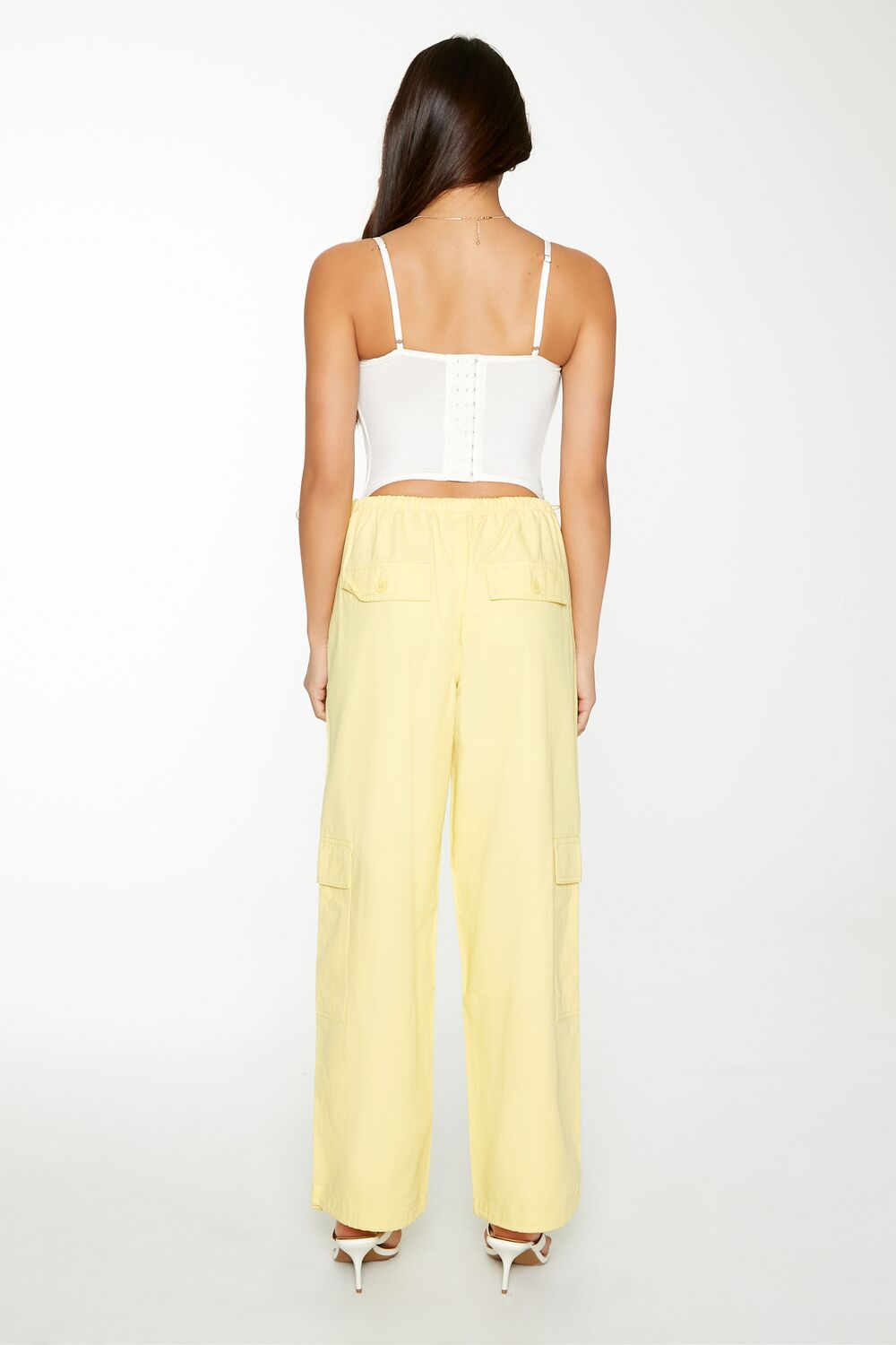  Forever 21 Twill Toggle Drawstring Cargo Pants - yellow - Bonton