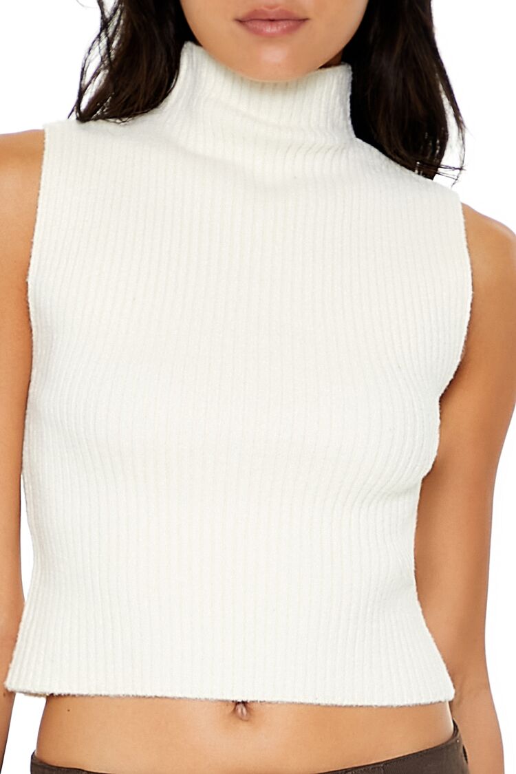  Forever 21 Sweater-Knit Turtleneck Crop Top - vanilla - Bonton