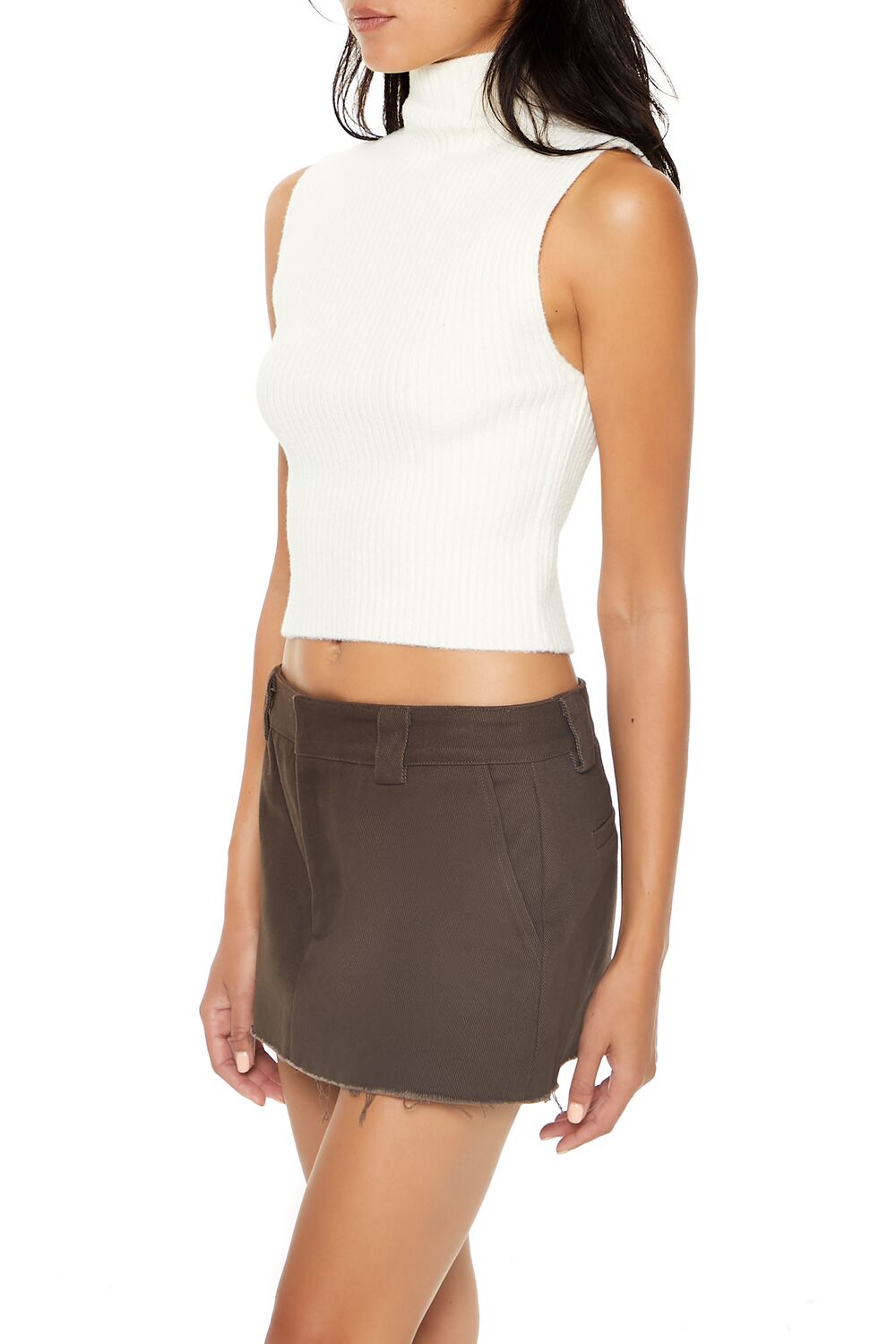  Forever 21 Sweater-Knit Turtleneck Crop Top - vanilla - Bonton
