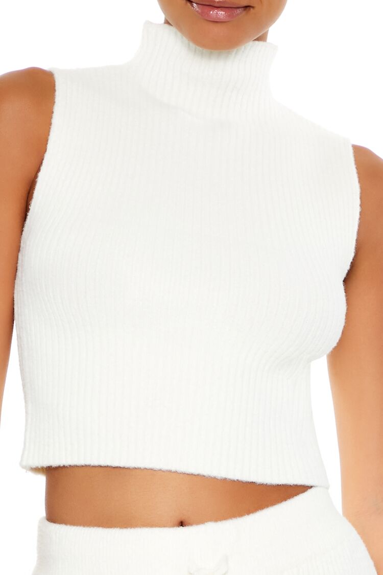  Forever 21 Sweater-Knit Turtleneck Crop Top - vanilla - Bonton