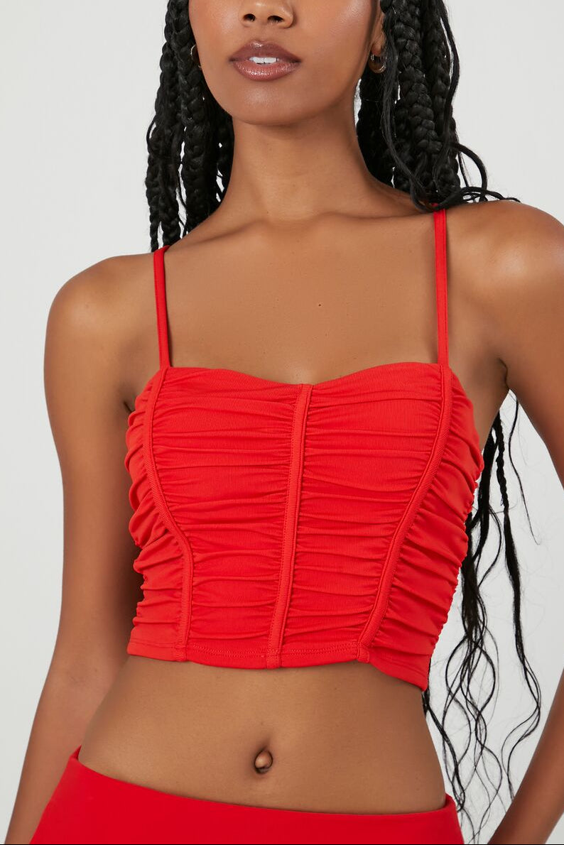  Forever 21 Ruched Cropped Cami - vanilla - Bonton