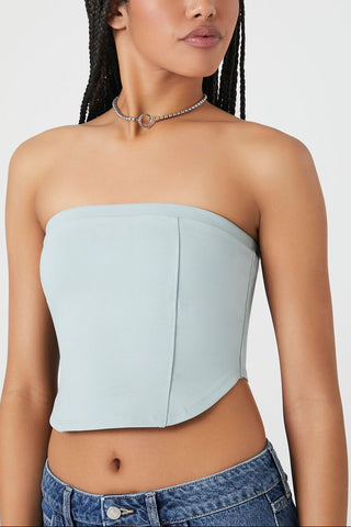 Ponte Knit Curved-Hem Tube Top