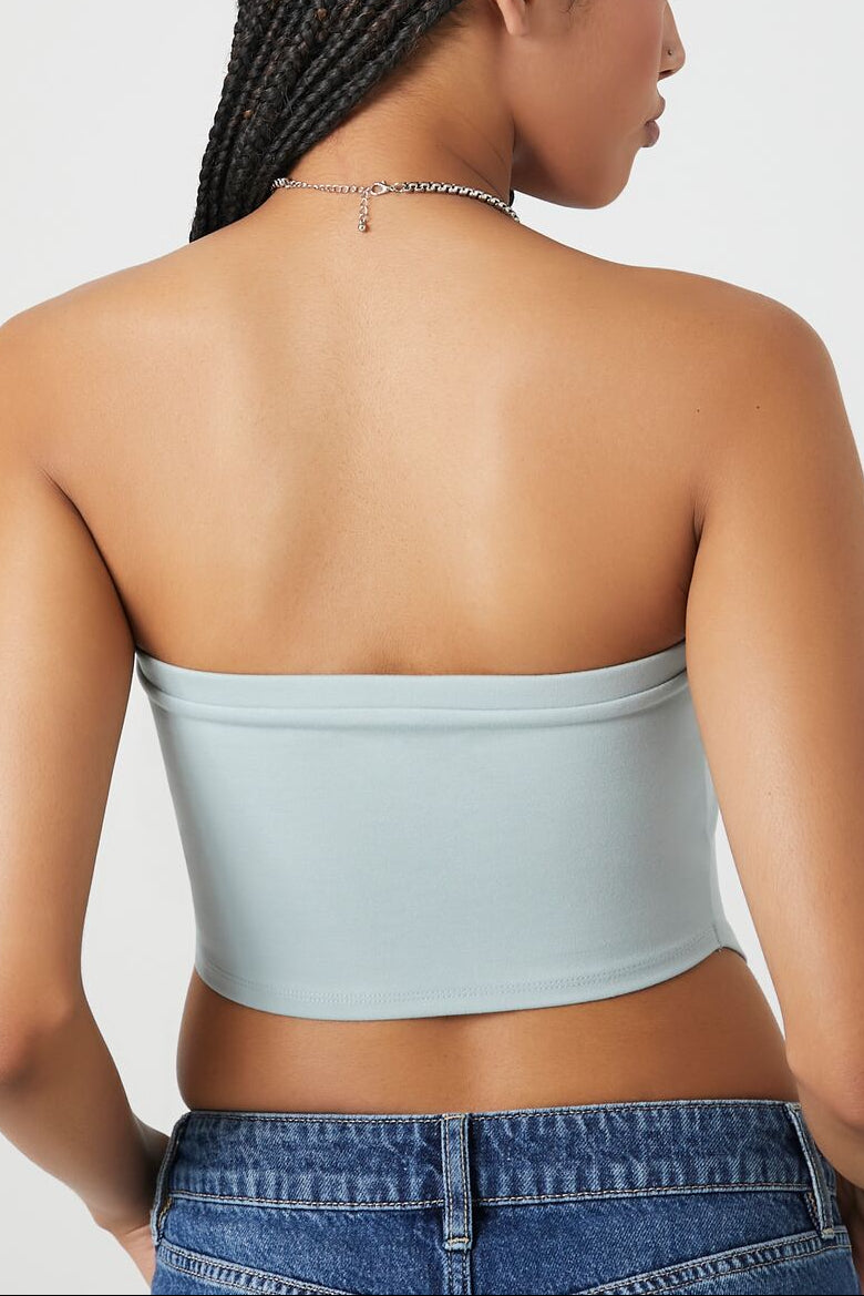  Forever 21 Ponte Knit Curved-Hem Tube Top - dark grey - Bonton