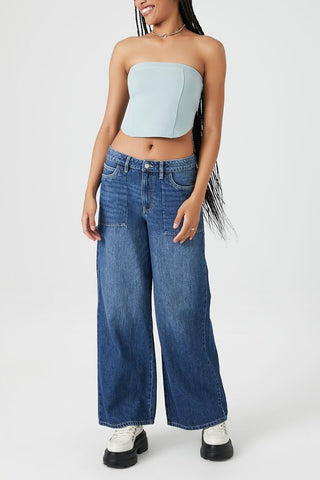 Ponte Knit Curved-Hem Tube Top